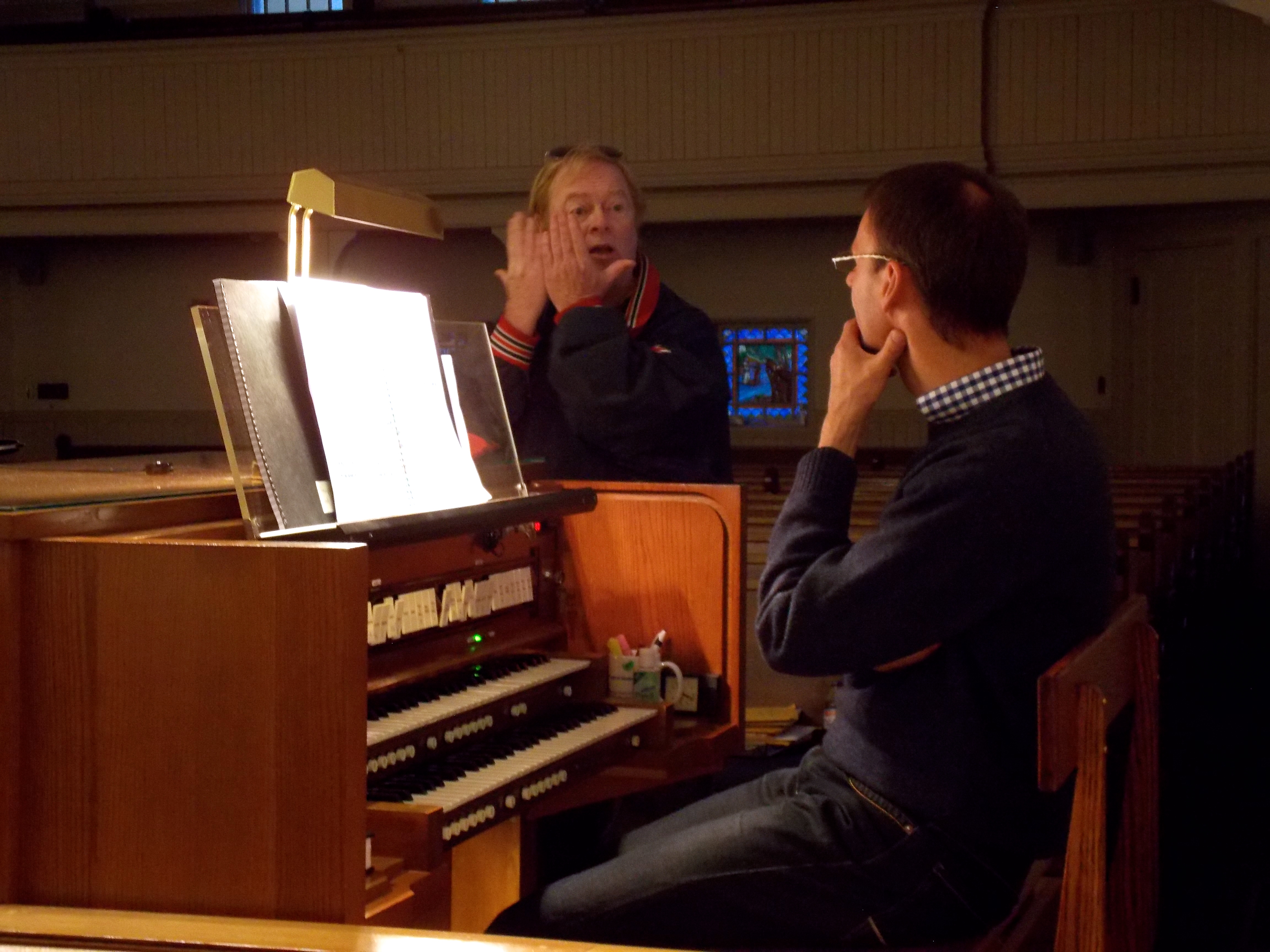 German Organist Klaus Eldert Müller in rehearsal.